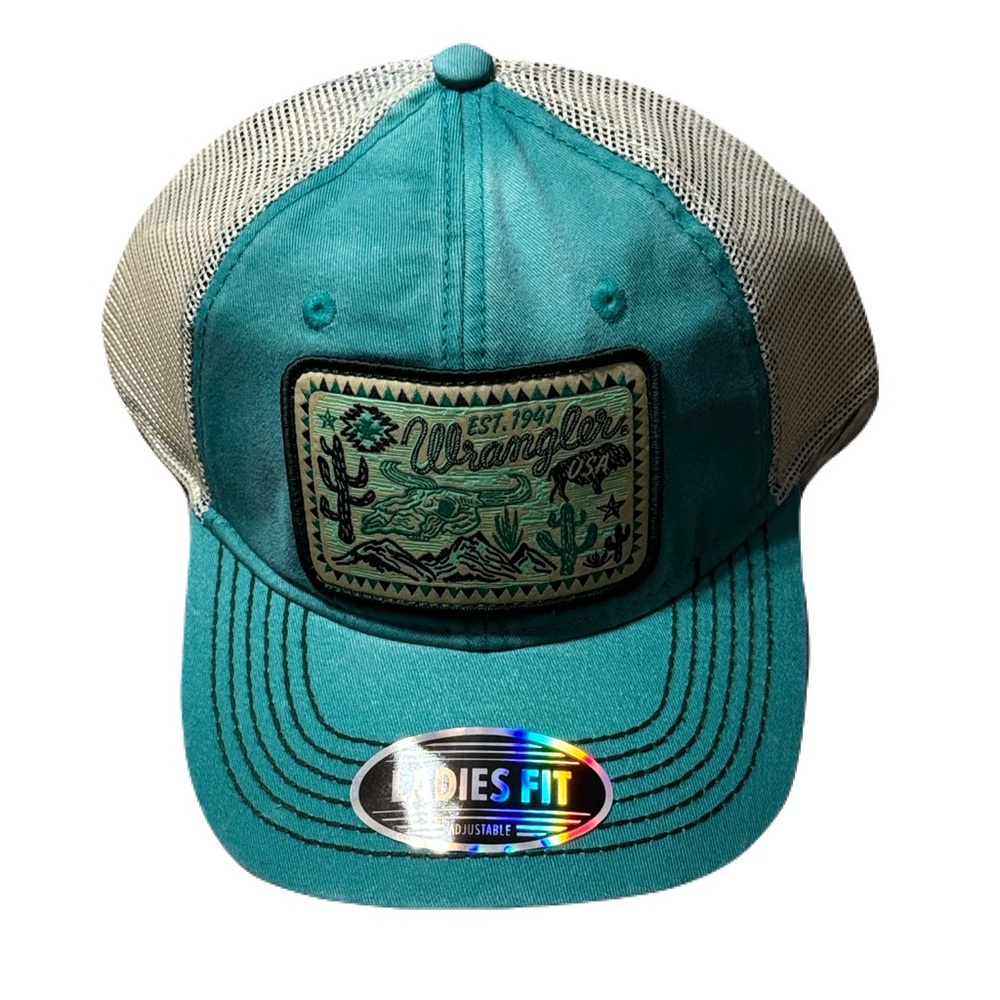 Wrangler Teal Trucker Hat Ladies Fit Adjustable - Picture 2 of 6